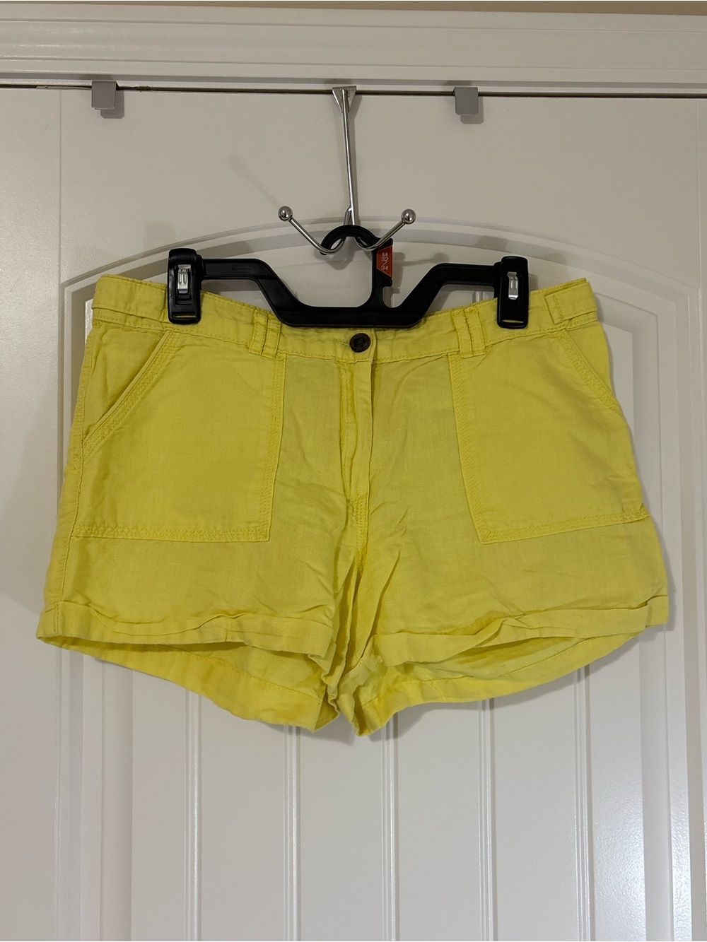 H&M Bright Yellow High-Waist Patch Pocket Shorts